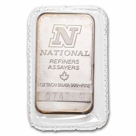 1 oz Silver Bar - Nat. Refiners-Assayers (Canada, Orig Plastic)
