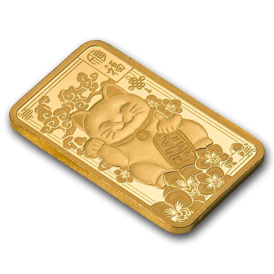 2.5 gram Gold Bar - PAMP Suisse Lucky Cat (In Assay w/ Sleeve)