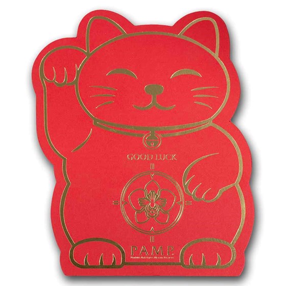 2.5 gram Gold Bar - PAMP Suisse Lucky Cat (In Assay w/ Sleeve)