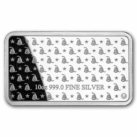 10 oz Silver Bar - Gadsden Flag (Don't Tread On Me)
