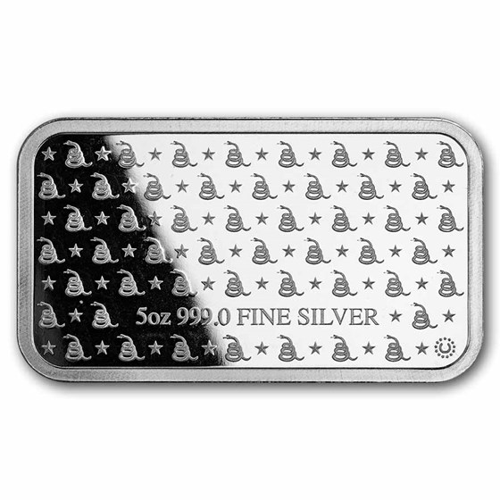 5 oz Silver Bar - Gadsden Flag (Don't Tread On Me)