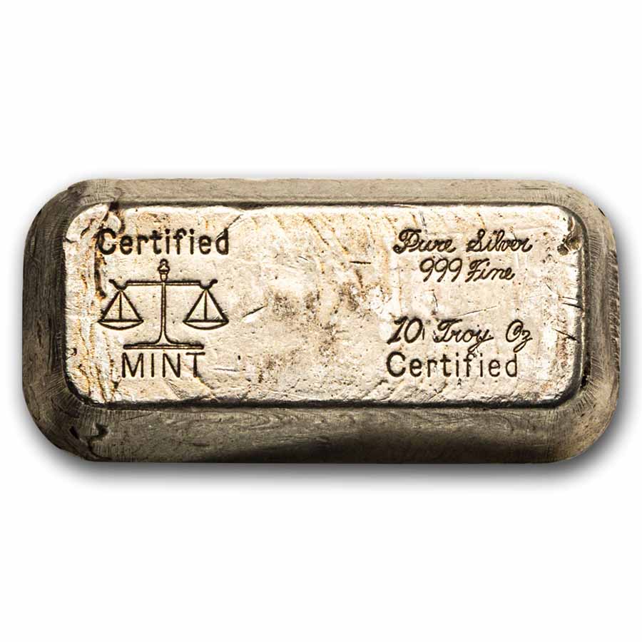 10 oz Silver Bar - Vintage Certified Mint