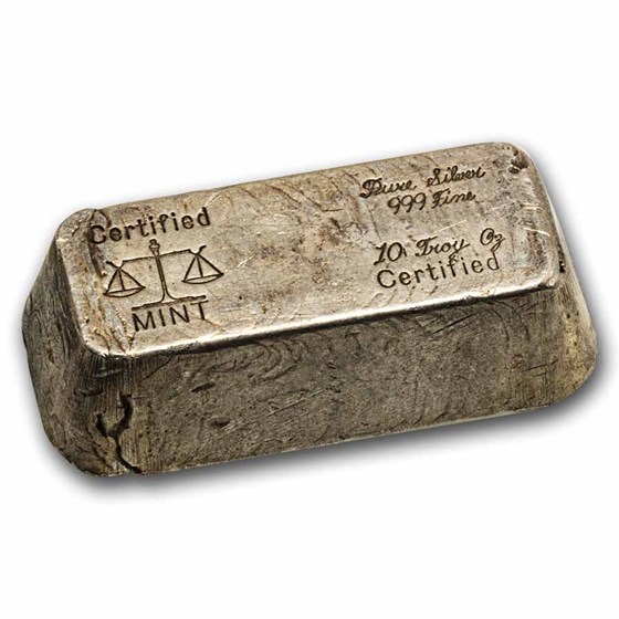 10 oz Silver Bar - Vintage Certified Mint