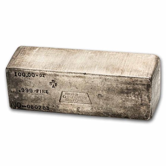100 oz Silver Bar - Silver Recovery Systems (SRSA)