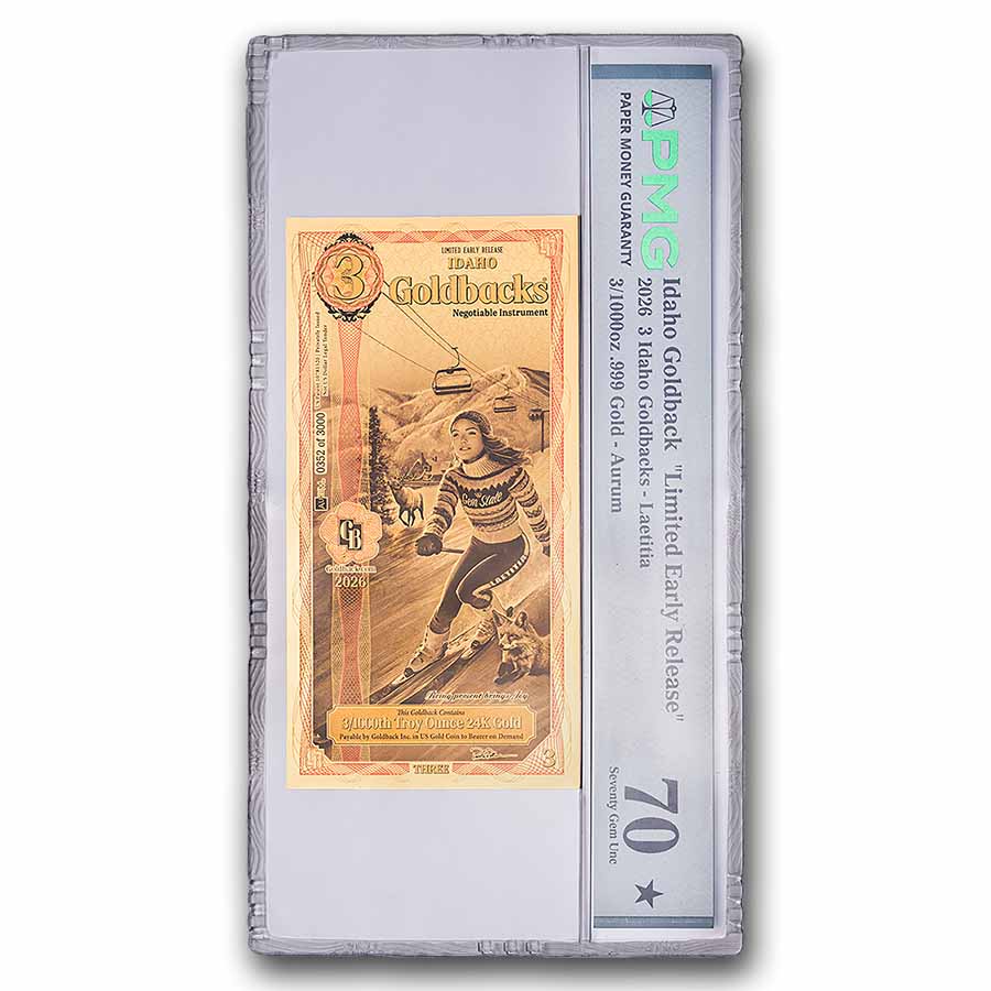 Idaho 3 Goldback 24k Gold PCGS 70 Limited Early Release