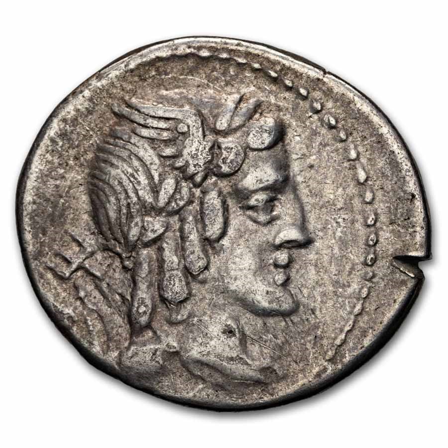 Roman Rep. Denarius L. Julius Bursio (85 BC) VF (Cr-352/1a)