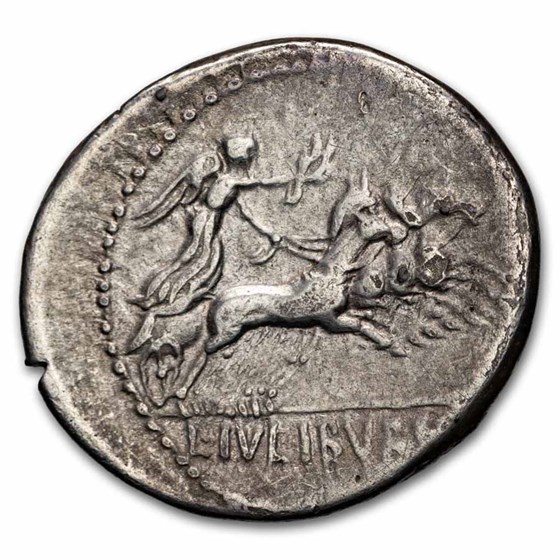 Roman Rep. Denarius L. Julius Bursio (85 BC) VF (Cr-352/1a)