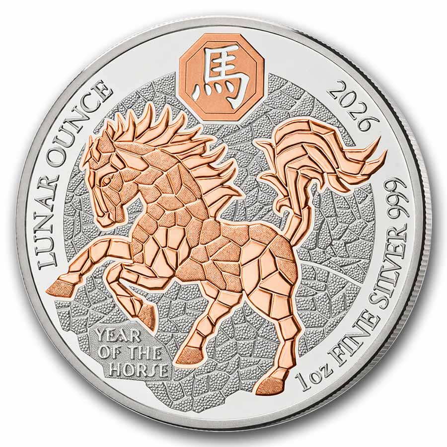 2026 Rwanda 1 oz Silver Lunar Year of the Horse Rose Gilded Proof