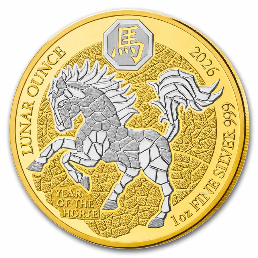 2026 Rwanda 1 oz Silver Lunar Year of the Horse Gilded Proof