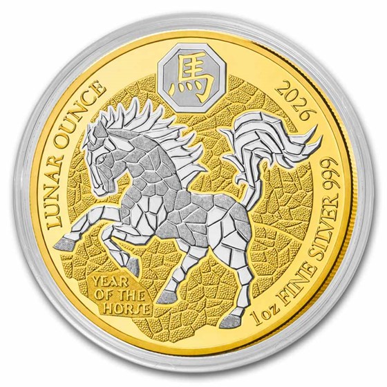2026 Rwanda 1 oz Silver Lunar Year of the Horse Gilded Proof