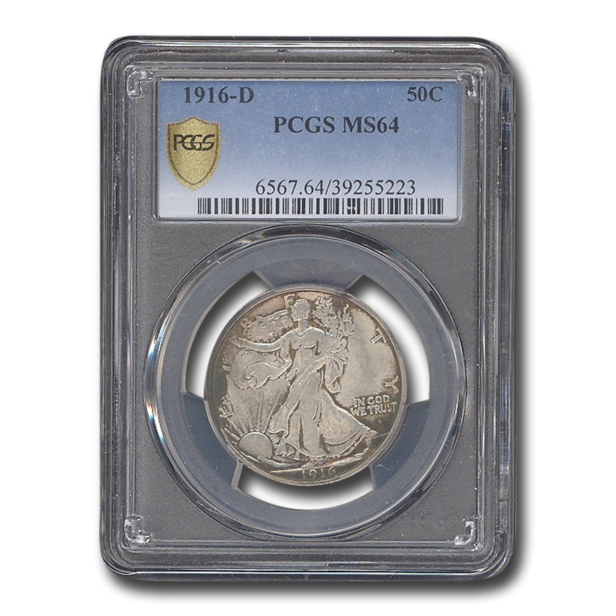 1916-D Walking Liberty Half Dollar MS-64 PCGS (Toned)