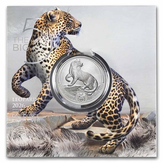 2026 South Africa 1 oz Silver Big Five Leopard BU (Blister Pack)