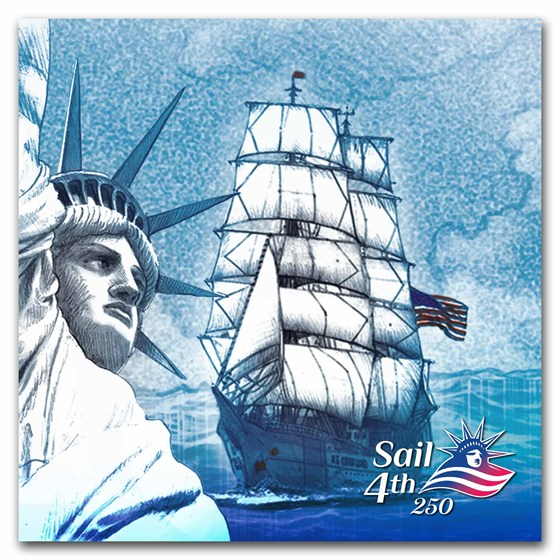 2026 Sail4th 250 1 oz Silver Proof Round (w/Box &amp; COA)