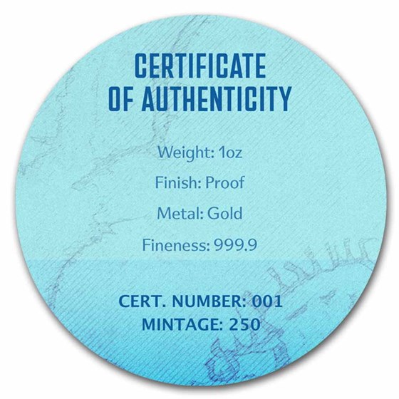 2026 Sail4th 250 1 oz Gold Proof Round (w/Tin &amp; COA)