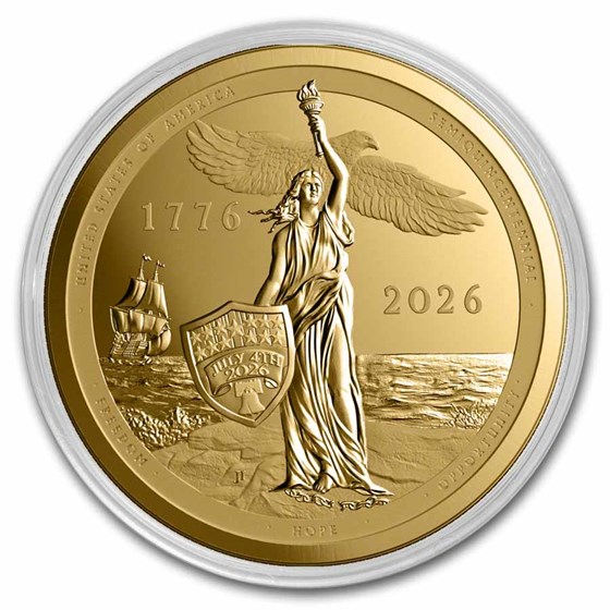 2026 Sail4th 250 1 oz Gold Proof Round (w/Tin &amp; COA)