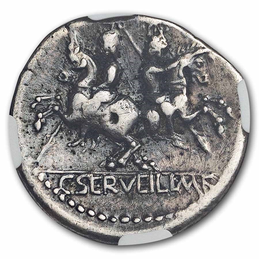Roman Republic AR Denarius Servilius (136 BC) VF NGC (Cr-239/1)
