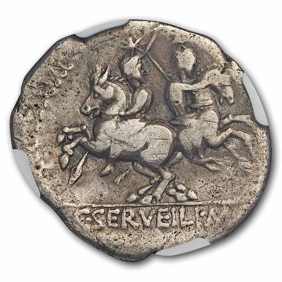 Roman Republic AR Denarius Servilius (136 BC) F NGC (Cr-239/1)