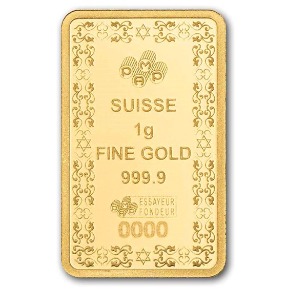 1 gram Gold Bar - PAMP Suisse Star of David