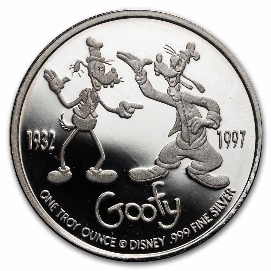 1 oz Silver Round - 1997 Disney Goofy 65th Birthday