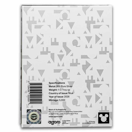 2026 Niue 1/2 oz Silver $1 Disney Silhouettes: Mickey Mouse
