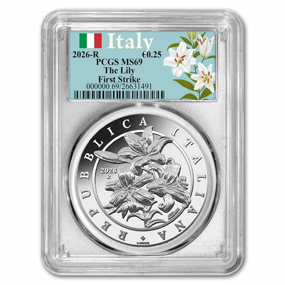 2026 Italy 1 oz Silver Flora & Fauna - The Lily MS-69 PCGS (FS)