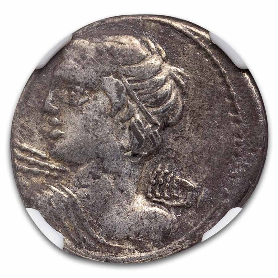 Roman Republic AR Denarius L. Macer (84 BC) Ch F NGC (Cr-354/1)