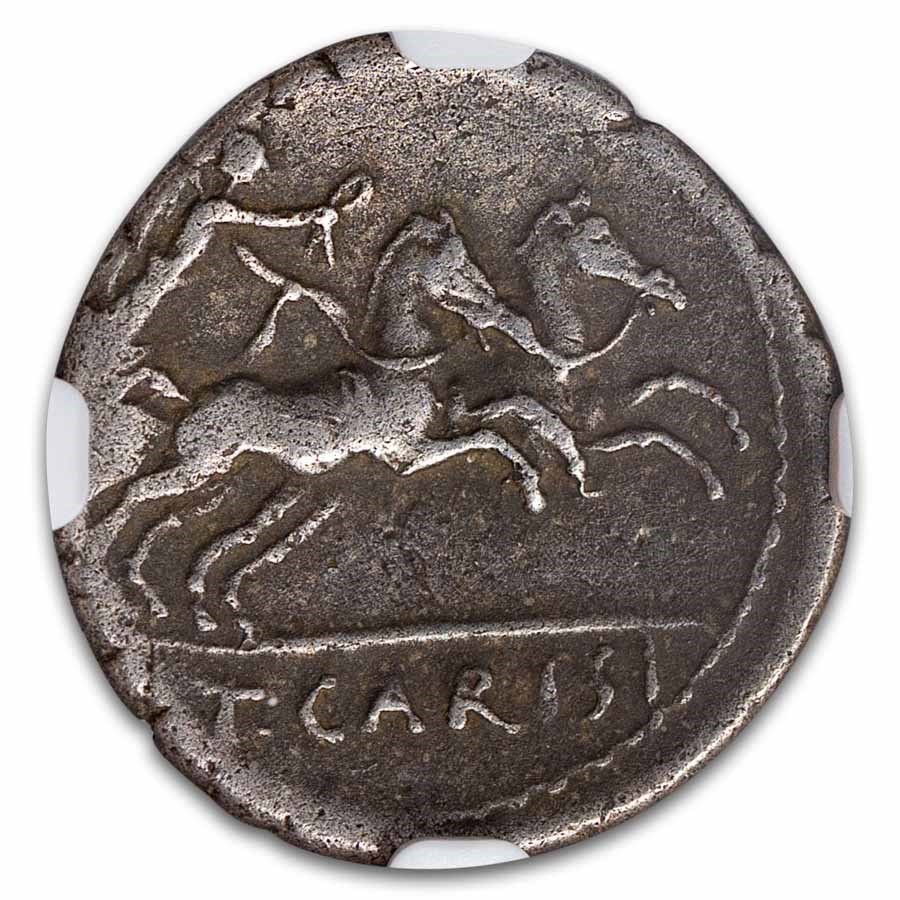Roman Republic Denarius c. 46 BC T. Carisius VF NGC (Cr 464/4)