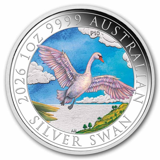 2026 AUS 1 oz Silver Swan Colorized MS-70 PCGS FDI Ann Swan Label