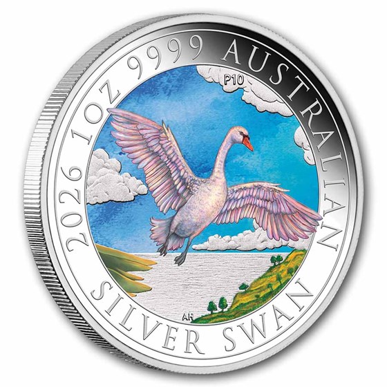2026 AUS 1 oz Silver Swan Colorized MS-70 PCGS FDI Ann Swan Label