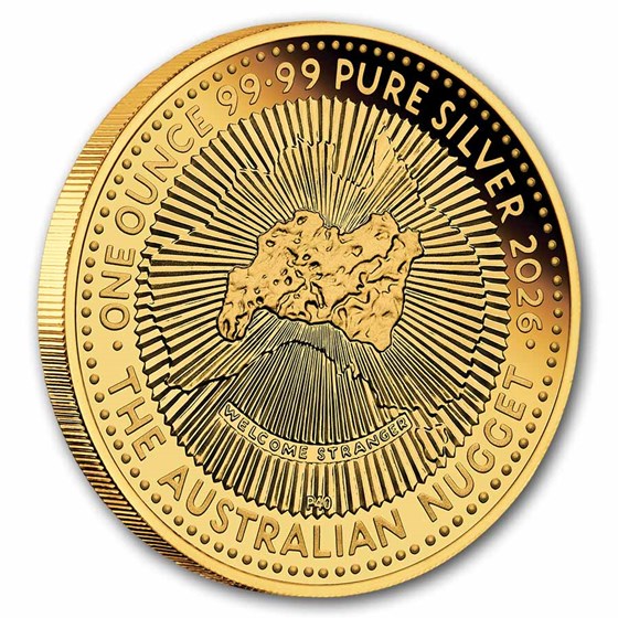 2026 AUS 1 oz Silver 40th Ann. of the Nugget Gold-Plated In card