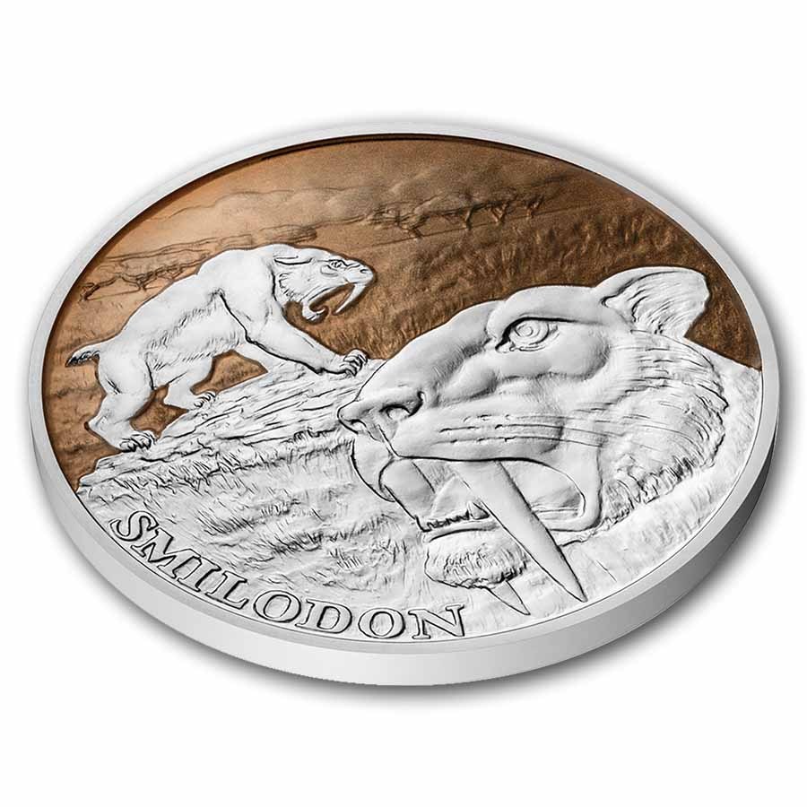 2026 Niue Silver Colorized Ice Age - Saber-Toothed Tiger