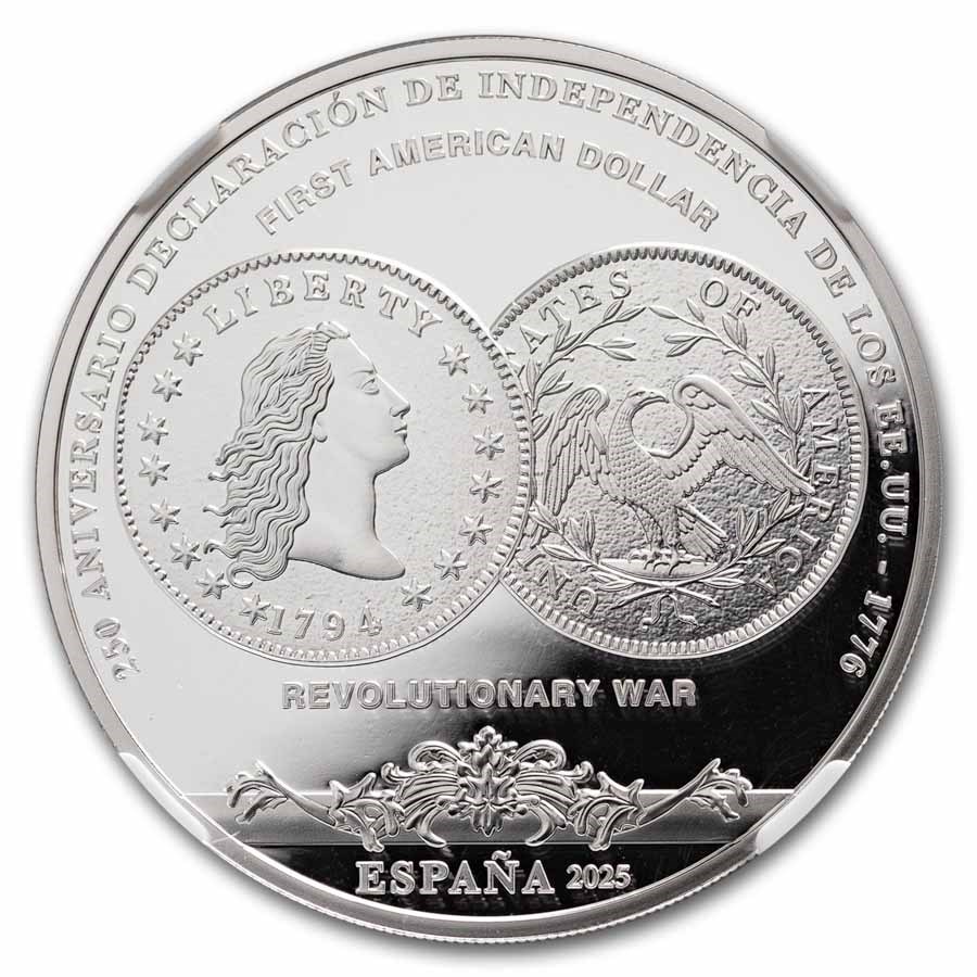 2025 Spain Milled & Flowing Hair Dollar 250th PF-70 UCAM NGC