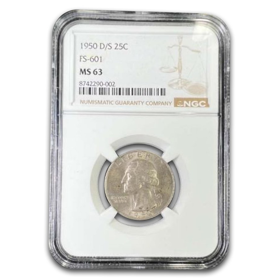 1950-D/S Washington Quarter MS-63 NGC