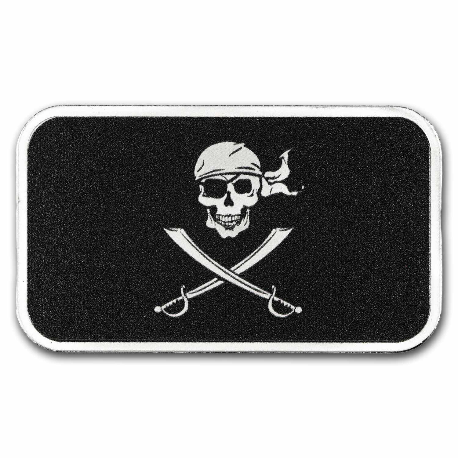 1 oz Silver Bar - Jolly Roger Pirate Flag (Colorized)