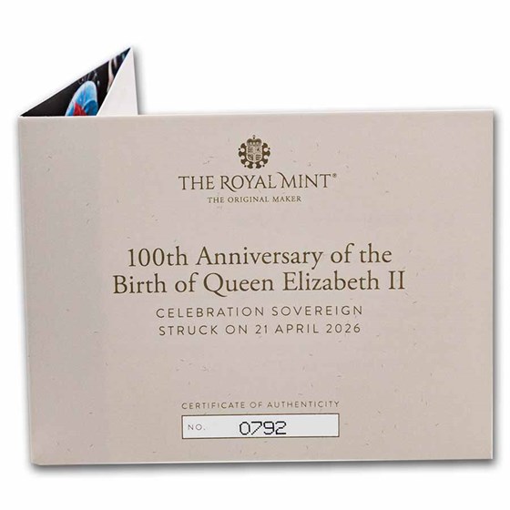 2026 GB 100th Anniv. QE Birthday SOTD Gold Sovereign
