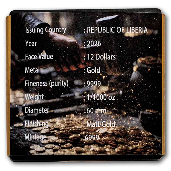 2026 Liberia 1/1000 oz Gold Smiley