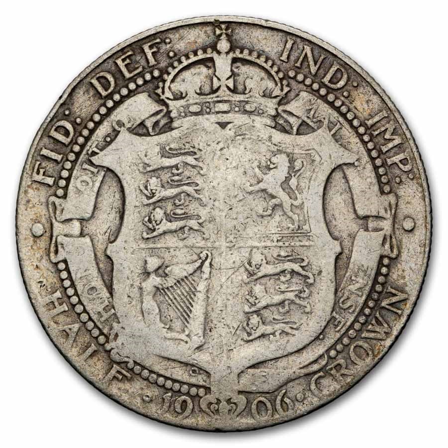 1902-1910 Great Britain Silver Half Crown Edward VII Avg Circ
