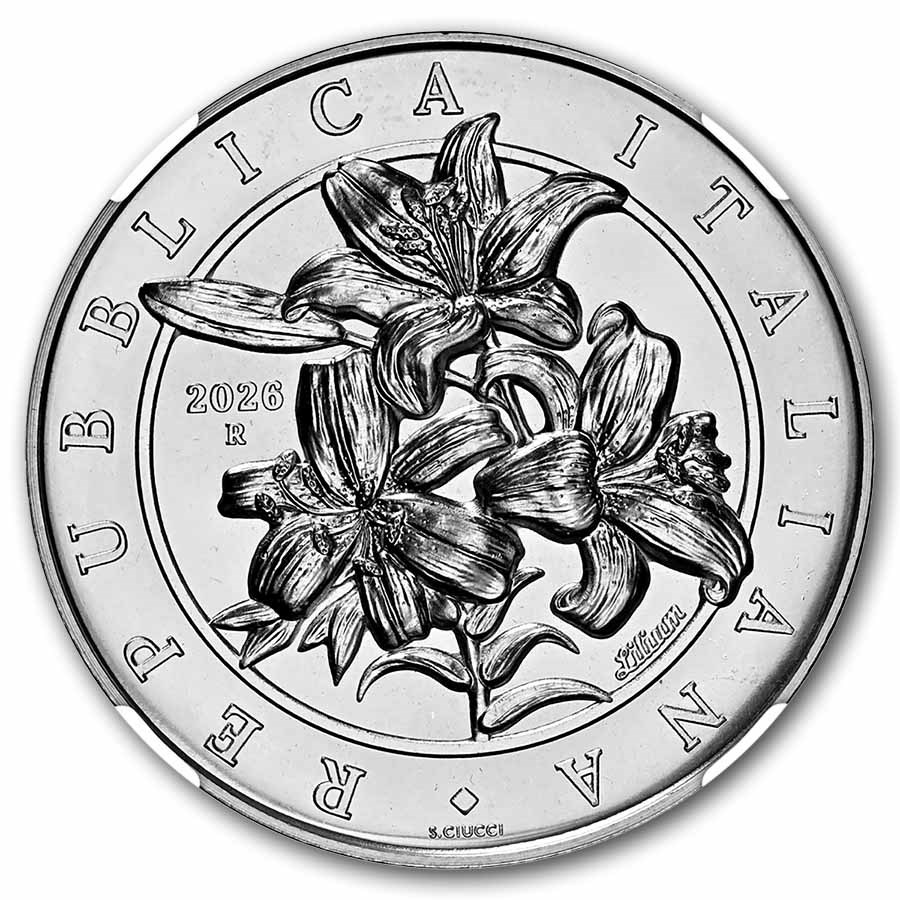 2026 Italy 1 oz Silver Flora & Fauna - The Lily MS-69 NGC (ER)
