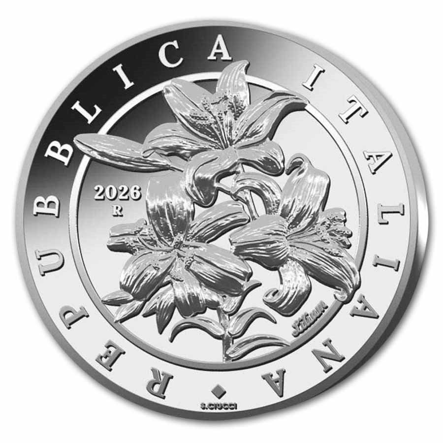 2026 Italy 10 oz Silver Flora and Fauna BU - The Lily w/ Box