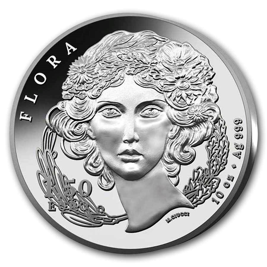 2026 Italy 10 oz Silver Flora and Fauna BU - The Lily w/ Box
