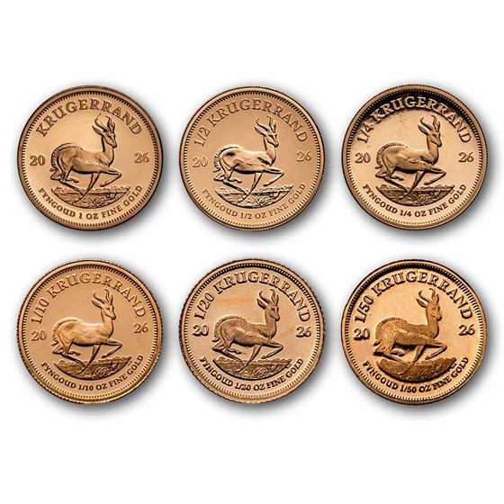 2026 South Africa 6-coin Gold Krugerrand Proof Set (Dmg Capsules)