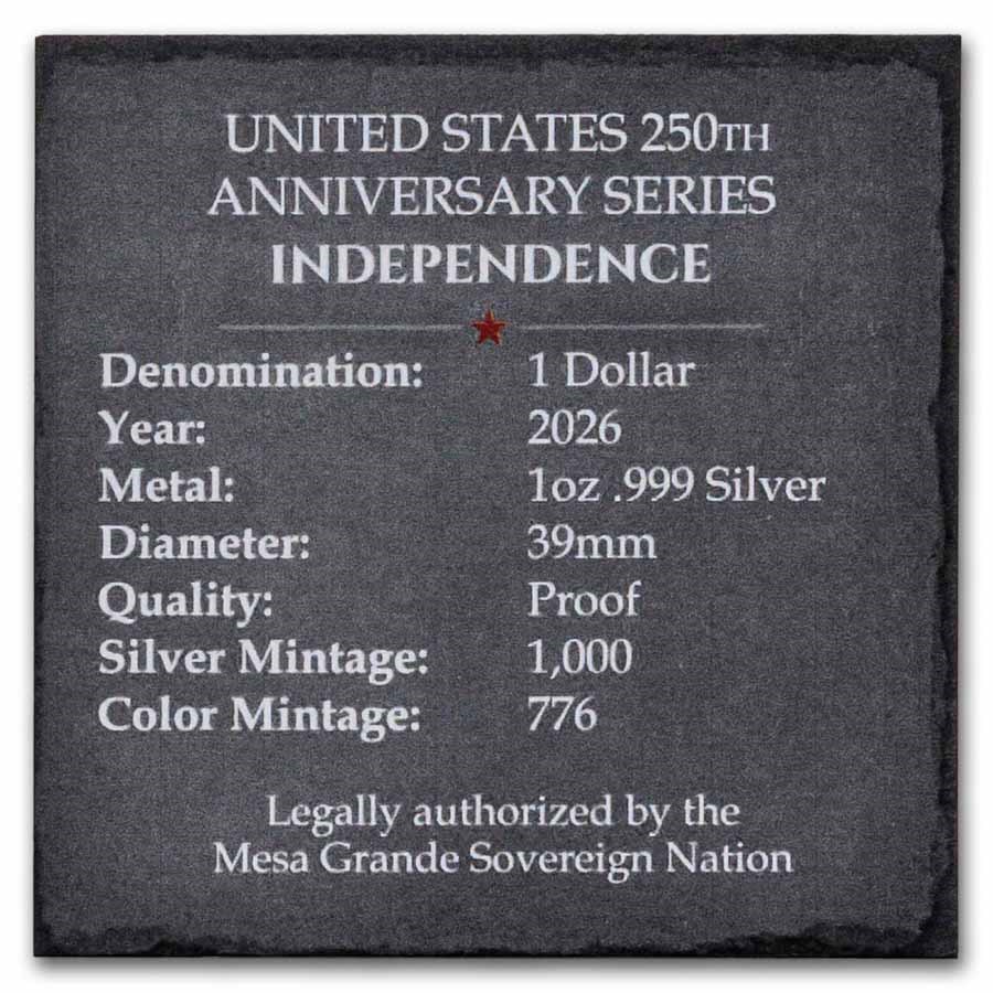 2026 1 oz Ag $1 Revolution Series: 250th Anniv.: Independence