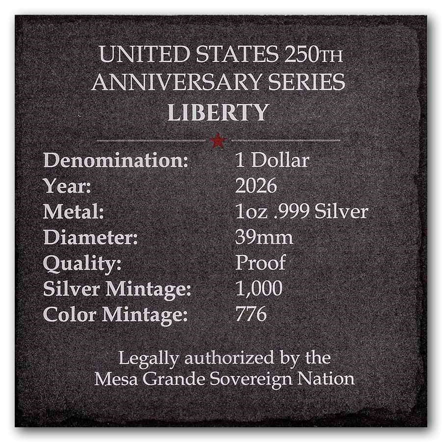 2026 1 oz Ag $1 Revolution Series: 250th Anniv.: Liberty