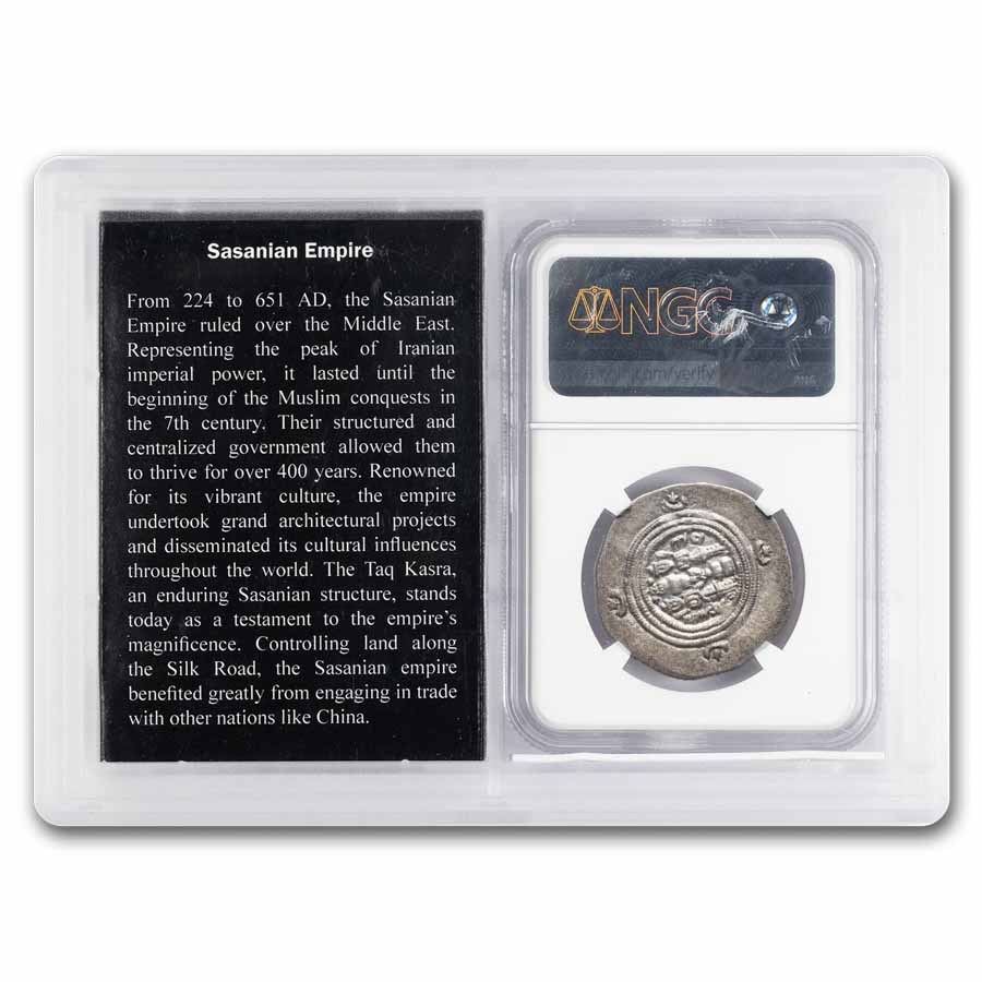 Sasanian Empire AR Drachm Khusru II (591-628 AD) XF NGC Vault