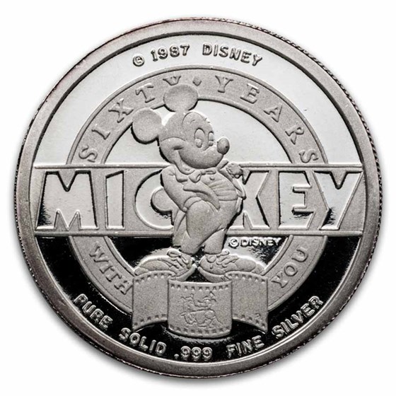 1/4 oz Silver Round - Mickey Mouse 60 Yrs (Random Motif)