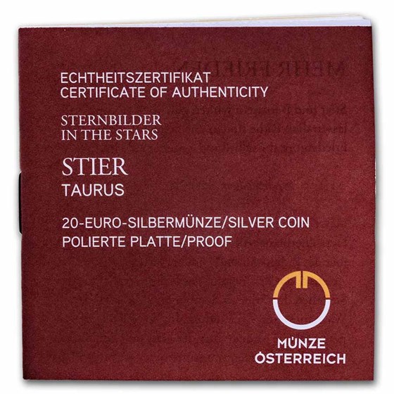 2026 Austria Silver €20 The Stars Series: Taurus (Box/COA)