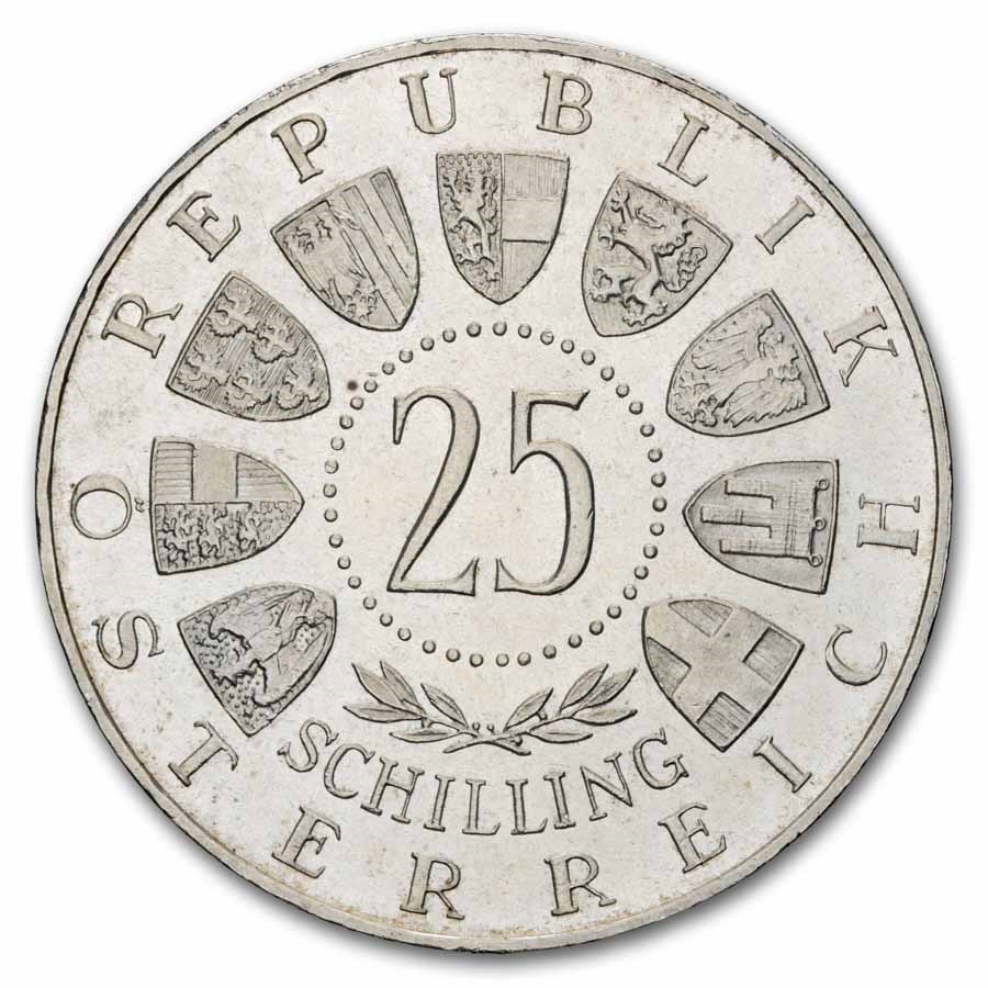 1962 Austria Silver 25 Schilling Anton Bruckner Proof