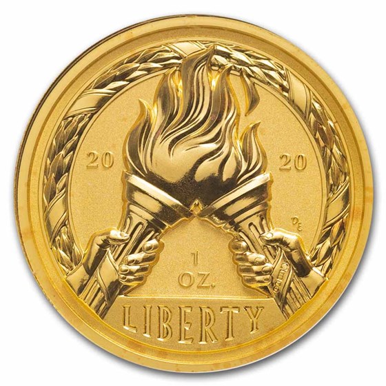 1 oz Gold Medal - 2020 UHR Flames of Freedom Rev. PF 70- NGC FDI