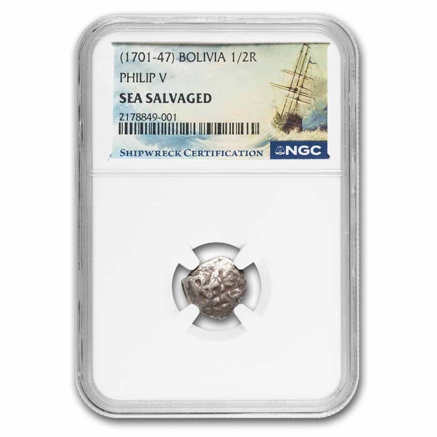 Spanish Colonial Silver 1/2 Real Cobs Sea Salvaged NGC