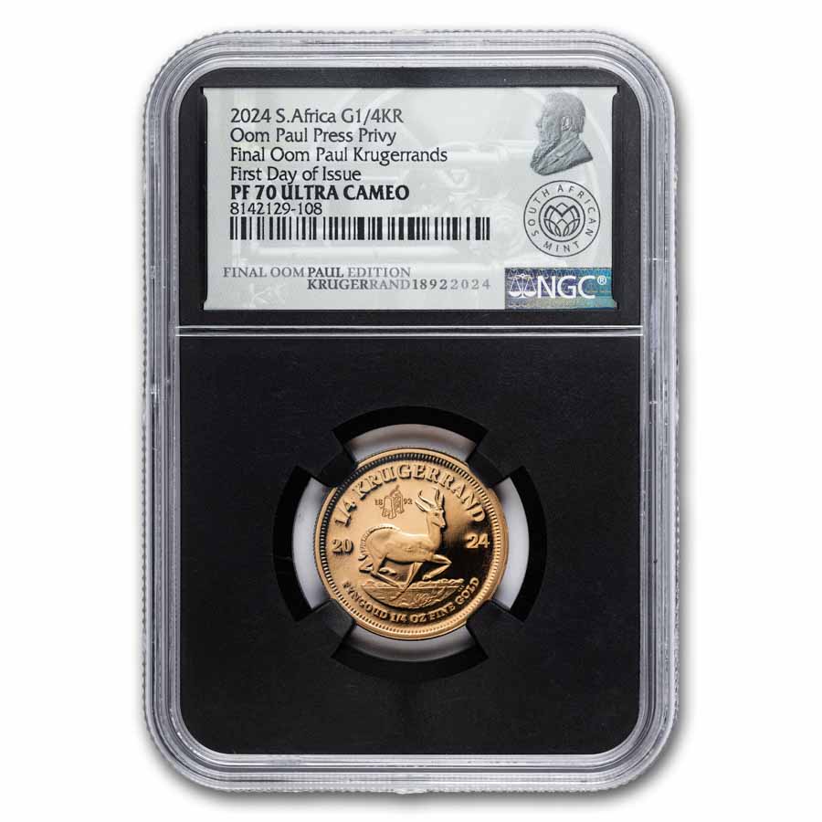 2024 S. Africa 1/4 oz Gold Krugerrand Final Oom Press PF-70 NGC